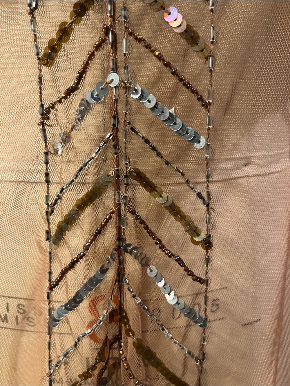 Beaded Sheer Peach Camisole Top - Picture 4 of 9
